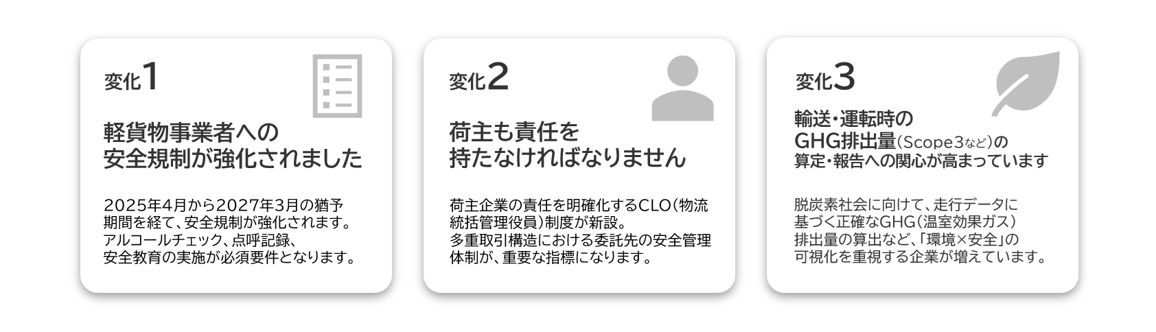 物流や安全運転管理における大きな変化